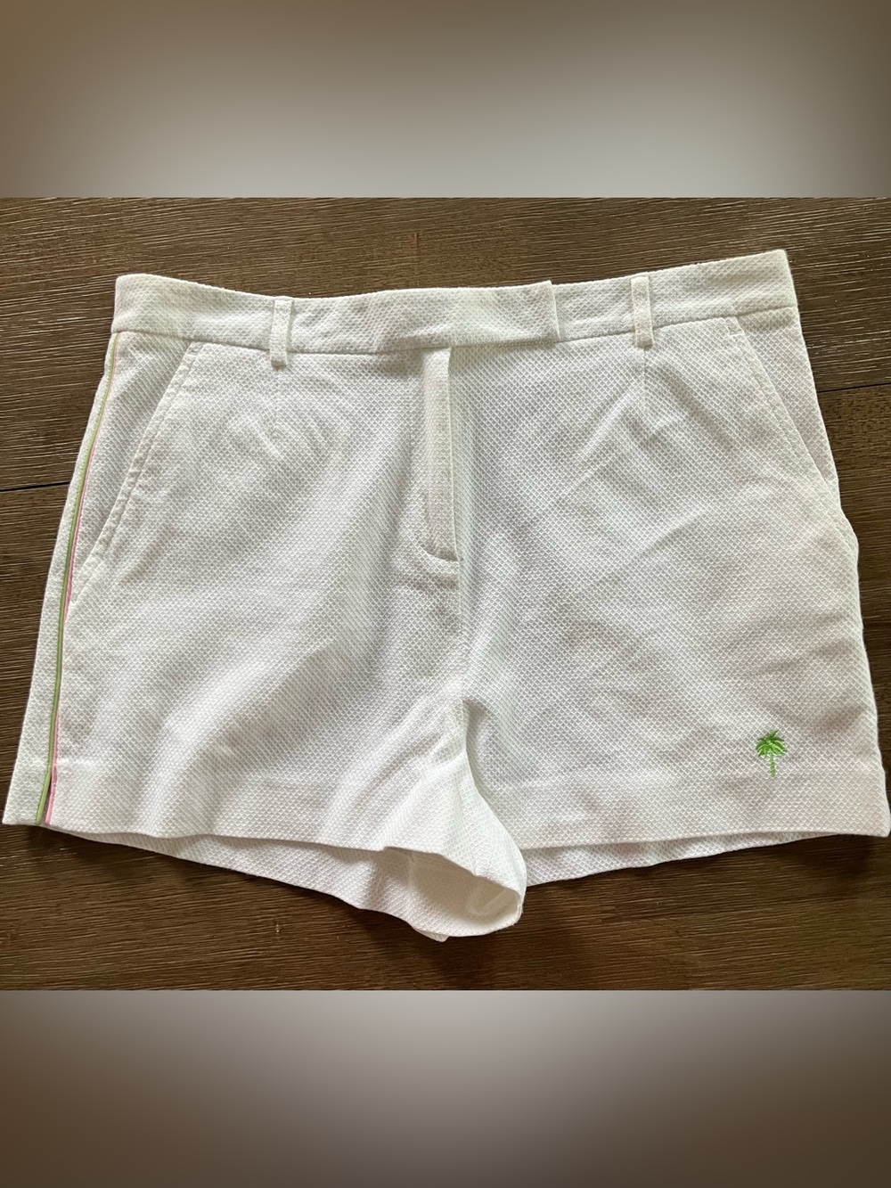 Lilly Pulitzer White Women's Palm-Embroidered Tennis 🎾 Shorts 10